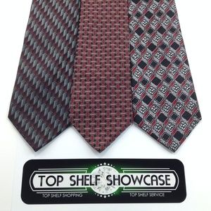 LOT 3 Mens Ties Black Red Assortment PIERRE CARDIN